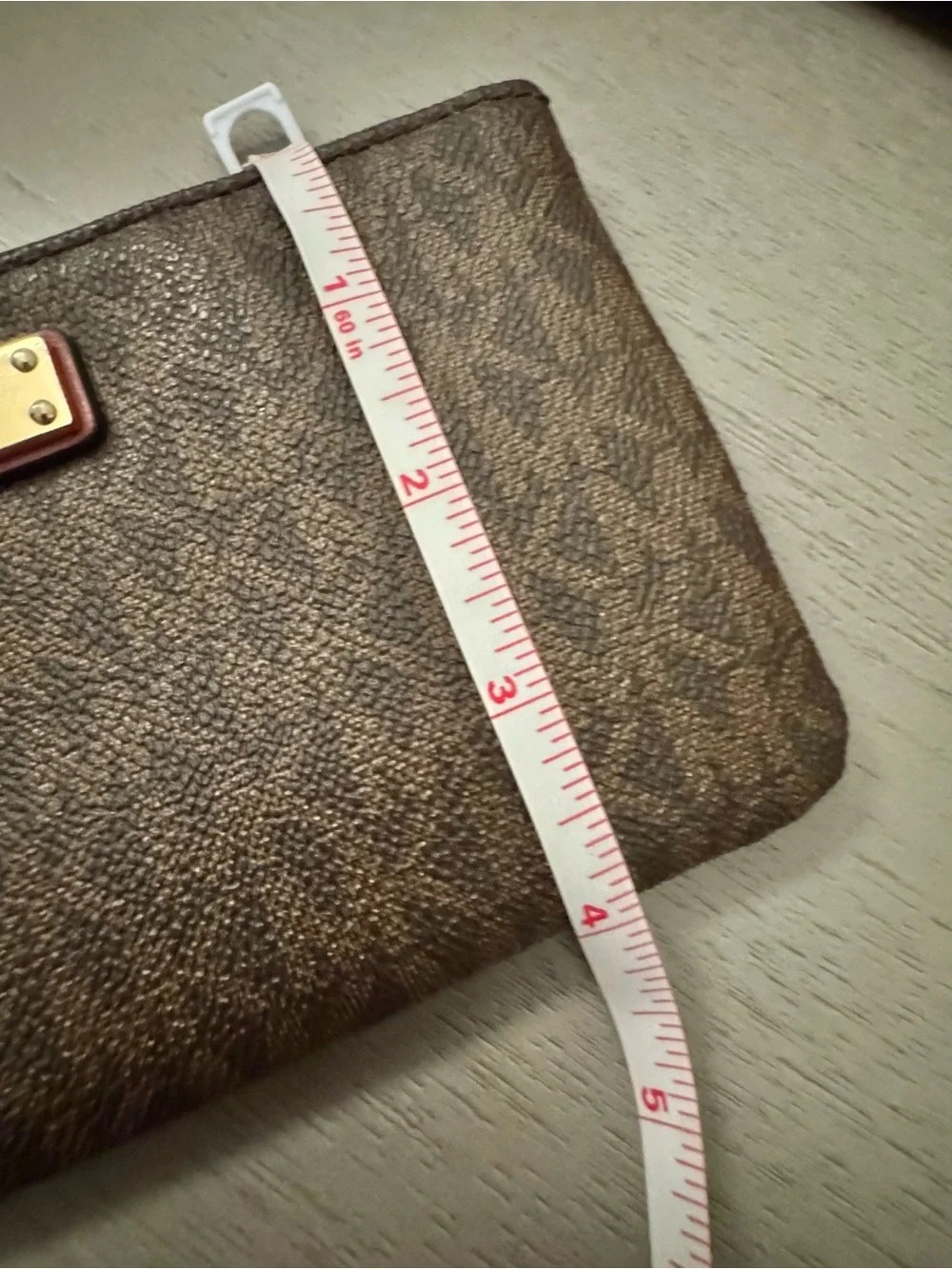 Michael Kors Signature Brown Logo Wristlet Zip Pouch